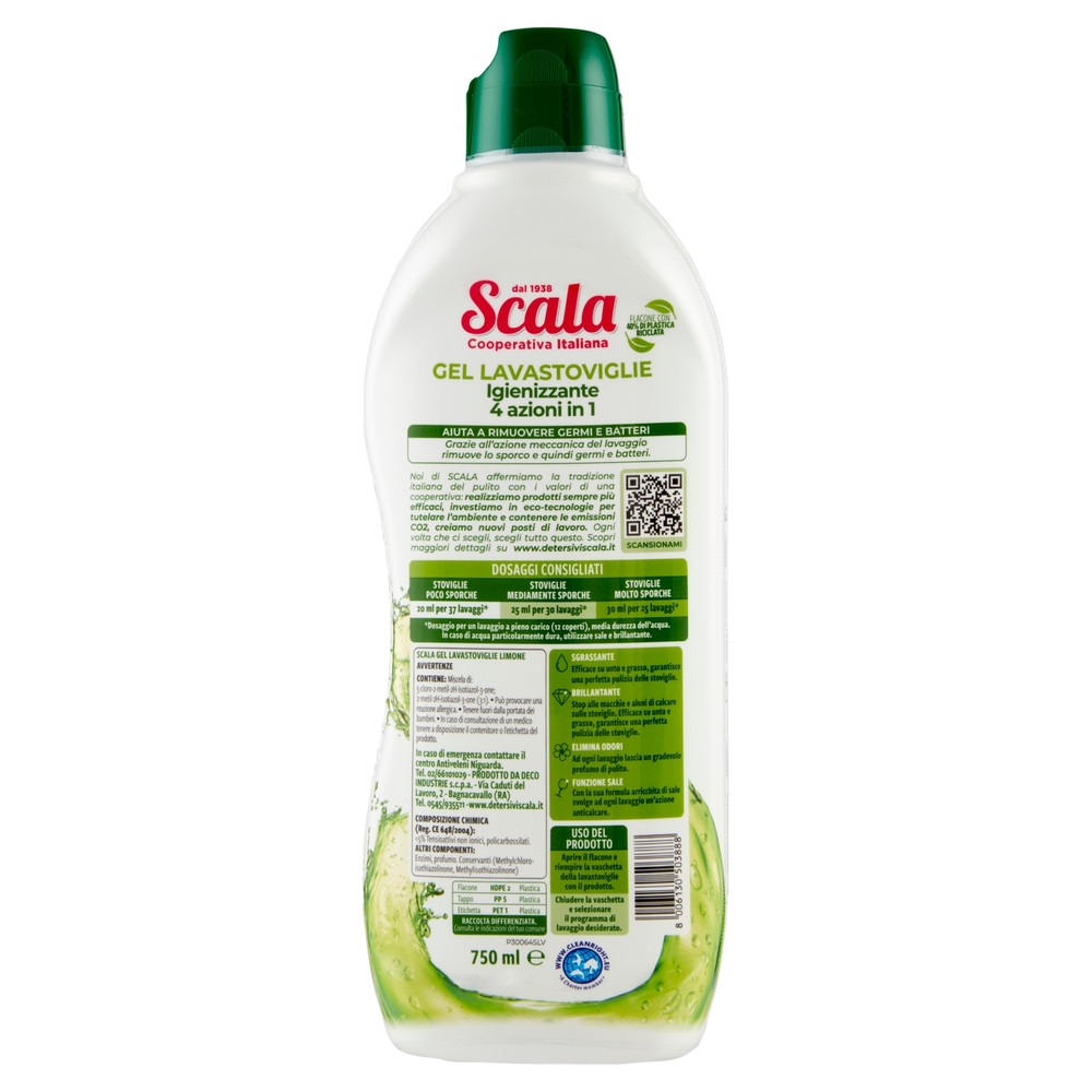 Scala Gel Lavastoviglie Igienizzante 4 azioni in 1 Limone 750 ml